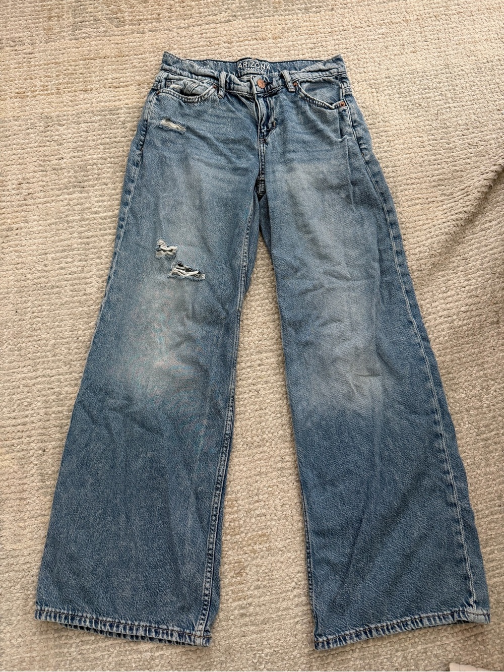 Arizona Jean Company Light Blue Wide Leg Distressed Jeans